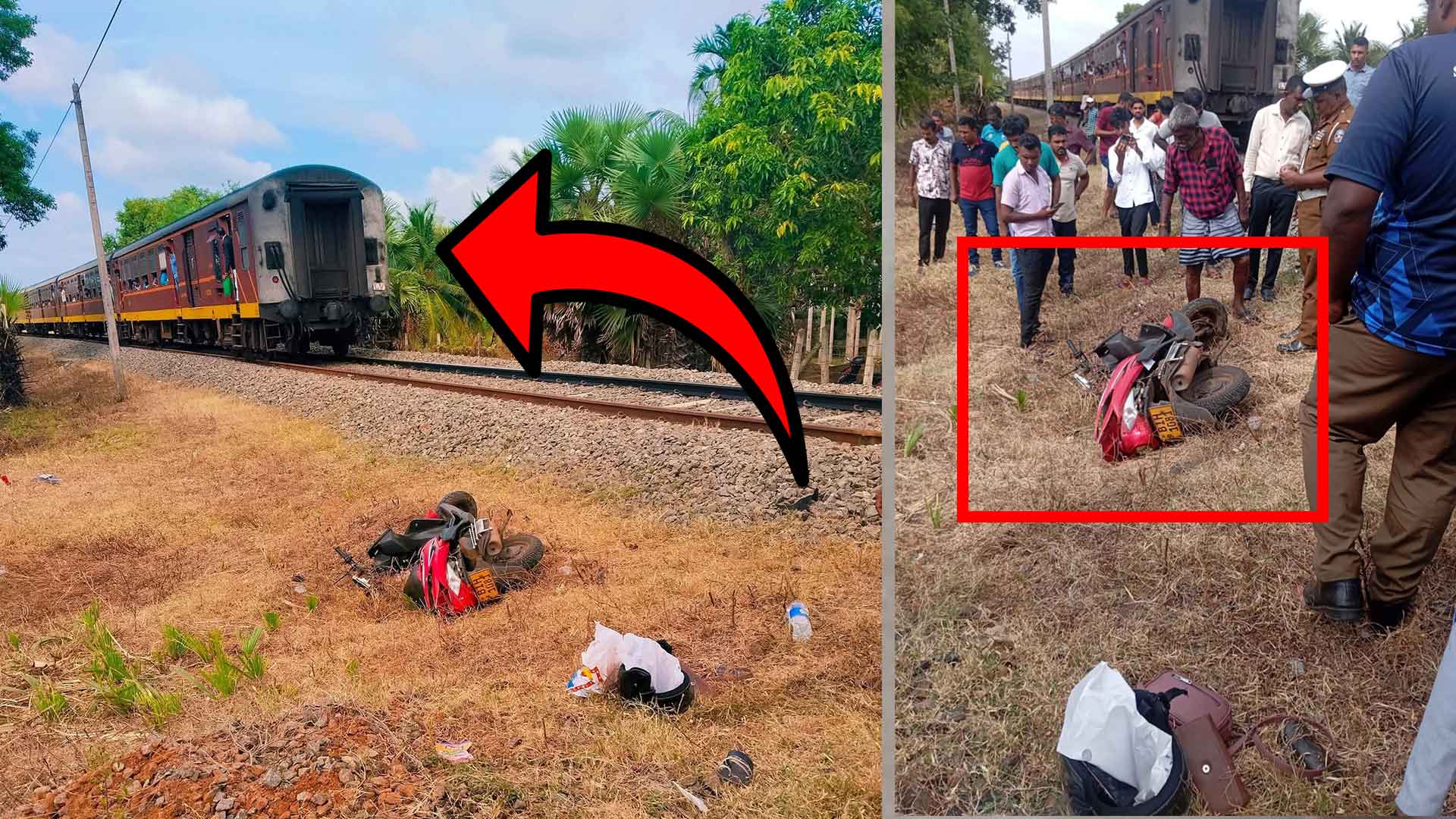 Read more about the article <span class="photo-label">🔴 PHOTO</span> ஓமந்தையில் புகையிரதம் – மோட்டார் சைக்கிள் மோதி விபத்து: தாயும் மகளும் படுகாயம்