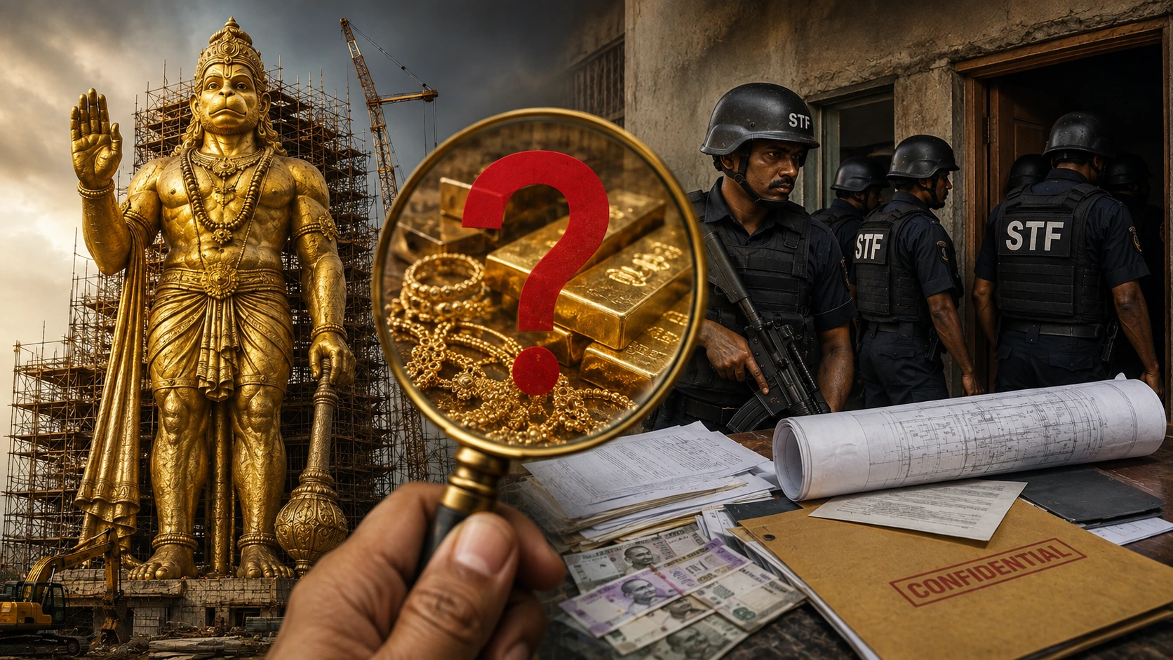 Read more about the article 2500 கோடி ரூபாய் அனுமான் சிலை வதந்தியா? அதிரடிப்படை நடத்திய சோதனையின் பின்னணி!